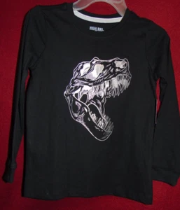 T-REX Size 7 Black and Silver Metallic Long Sleeve T-Shirt - Highland Original - Picture 1 of 5