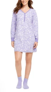 Charter Club Women's Purple Cozy Fleece Sleepshirt Nightgown With Socks Size L - Picture 1 of 1