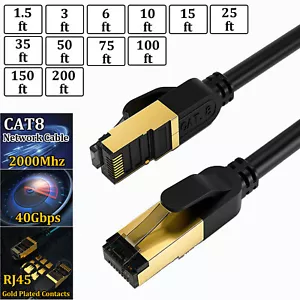 Cat 8 RJ45 Ethernet Cable Super Speed 40Gbps Patch LAN Network Gold Plated Lot - Picture 1 of 29
