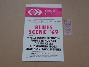 Groundhogs/John Lee Hooker/Jo-Ann Kelly 1969 Bristol Handbill + Ticket stub - Picture 1 of 1