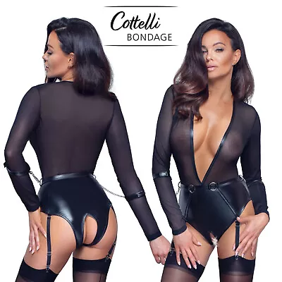 Cottelli Collection Bondage Total Body Semitrasparent Crotchless Nero Reggicalze • 45.90€