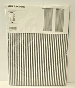 IKEA GULSPORRE 57”x 98” Gray White Striped Curtains 2 Panels NEW! - Picture 1 of 6