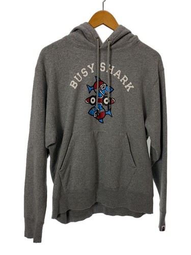A BATHING APE (BAPE) Felpa con cappuccio A BATHING APE BUSY SHARK S cotone stampa GRIGIO 001PPI301007M