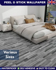 Grey Wood Floor Wallpaper Roll Self Adhesive Peel Stick Vinyl Bedroom Decor - Picture 1 of 10