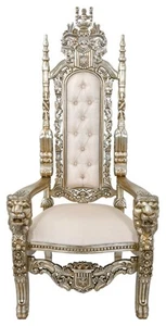 Lord Raffle Ornate High Back Lion King Throne Chair Carved Statement Accent Seat - Picture 1 of 9