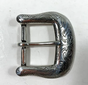 Geätzte Silber Gürtelschnalle gemarkt Taiwan ROC 1994 für 1,5" breiten Gürtel - Bild 1 von 5