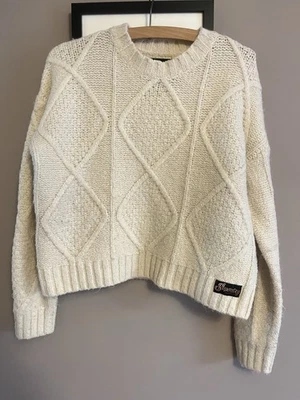Superdry Women's Jumper Chunky Cable Knit Size 8 Colour Coconut Milk White - Image 1 of 4