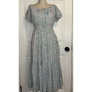 NEW J.Crew Women’s 00 Floral Smocked Ruffle Tiered Peasant Midi Dress Cottage - Picture 1 of 9
