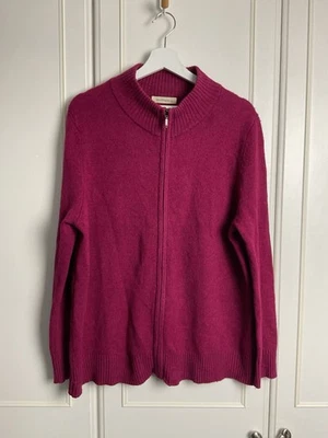 Cárdigan de lana de cordero Woolovers para mujer talla XL UK 18 rojo borgoña jaspeado cremallera completa Foto 1 de 4