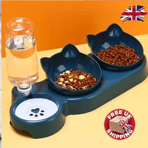 3-in-1 Pet Bowls Water Feeder Cat Food Dish Bottle Neck Protection UK - Picture 1 of 16