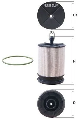 KX 569D MAHLE Fuel Filter for TOYOTA - Image 1 of 2