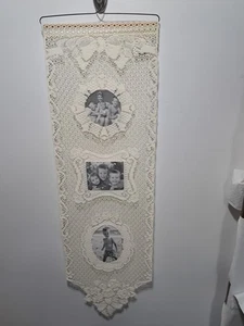 Heritage Lace Wall Hanging for 3 Photos w/Wood Wire Hanger 12x39" New USA - Picture 1 of 9