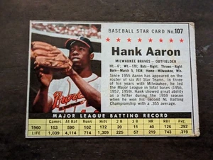 1961 Post - Hank Aaron #107 Hand Cut - Bild 1 von 2