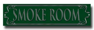 SMOKE ROOM HOME BAR METAL SIGN.DIMENSIONS 12" X 3".OLD BRITISH PUB STYLE DECOR - Picture 1 of 1