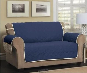 5-Star Waterproof Sofa Protector Navy Blue Polyester Machine Washable Free Ship - Picture 1 of 2