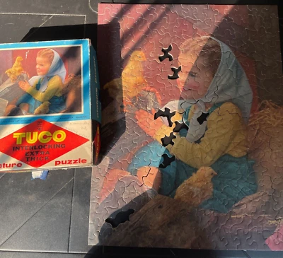Puzzle Vintage Tuco "Chicas lindas" Niña pequeña Granja Campo Pieza extra gruesa Foto 1 de 4