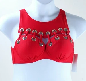 Nuevo con etiquetas Trajes de baño para todos GABIFRESH rojo talla 10 D/DD bikini top con cordones - Imagen 1 de 4