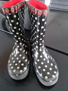 Mädchen Gummistiefel Regenstiefel Gr 34 schwarz mit weißen Punkten - Bild 1 von 8