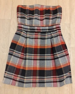 French Connection Size 12 Checked Tweed Feel Strapless Dress - Picture 1 of 6