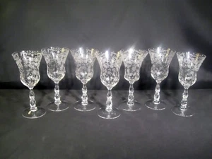 Cambridge Glass Chantilly Water Goblets Stem 3625 Etch Set of 7 - Picture 1 of 21