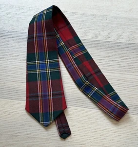 Papo D’Anjo Plaid Wool Tie Tartan Red Portugal - Short or for Boys - 48" x 3.5" - Picture 1 of 5