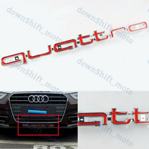 QUATTRO RED Logo Emblem Front Grille Badge For AUDI A3 A5 Q3 Q5 Q7 TT S-line 