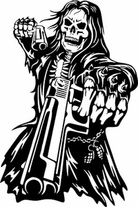 Grim Reaper Hand Guns Skull Hunter USA Car Truck Window Vinyl Decal Sticker - Picture 1 of 2