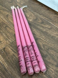 (4) Vintage Patrician Taper Candles Dk Rose Pink 15” Dripless Smokeless Hand Dip - Picture 1 of 4