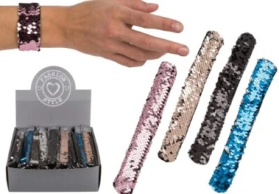 Schnapparmband Klapparmband Wende Pailletten Armband  23 cm  Armreif Haargummi - Bild 1 von 4