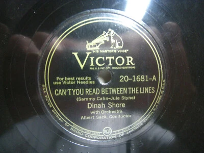 Dinah Shore Can't You Read Between the Lines / .. *RCA Victor 20-1681 10" 78 rpm - Image 1 of 3