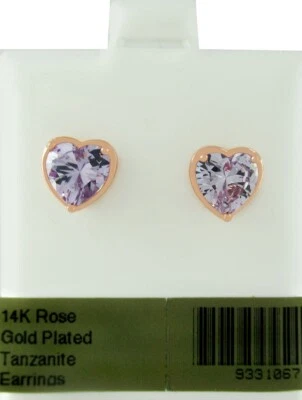 LAB CREATED 3.14 Cts ALEXANDRITE STUD EARRINGS 14K ROSE GOLD PLATED - NWT - Image 1 of 4