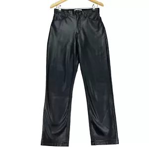 Pantalones rectos de cuero sintético negros de tiro ultra alto Abercrombie & Fitch años 90 talla 6 - Imagen 1 de 20