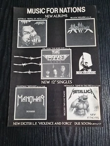 MUSIC FOR NATIONS METALLICA ORIGINAL 1982 MUSIC ALBUM ADVERT 8.5X11" POSTER - Imagen 1 de 3