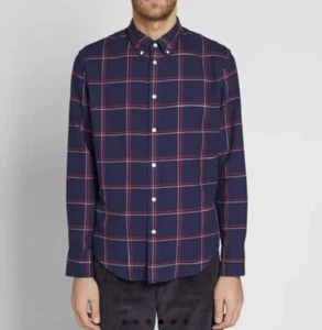 Rag & Bone Men’s Size Large Fit 2 Tomlin Flannel Shirt in  Navy & Red Plaid - Picture 1 of 11