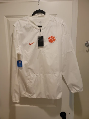 Nike Clemson Tigers White 1/4 Zip Lightweight Pullover Jacket Mens Large NWT Cover