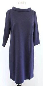 NWT Talbots Navy Blue Black Ribbed Striped Knit Foldover Neck Shift Dress LP PL - Picture 1 of 6