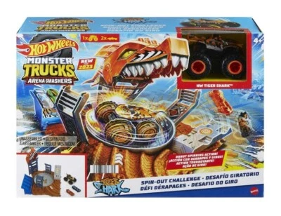 Hot Wheels Monster Trucks Arena Smashers Tiger Shark Spin-Out Challenge Playset - Image 1 of 4