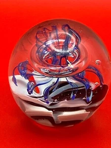 Blue & White Designed Glass Paperweight - Picture 1 of 2