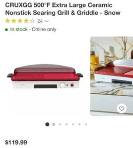 Electric Searing Grill & Griddle Ceramic Nonstic- CRUXGG 500°F XL, Retail 119 - Picture 1 of 6