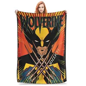 X-Men Wolverine Claws Snikt Throw Blanket Couch Fuzzy Plush Blanket Bedspread - Picture 1 of 9