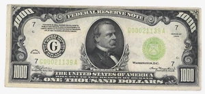 1934 US $1000 Dollar Bill Federal Reserve Note CHICAGO - Picture 1 of 8