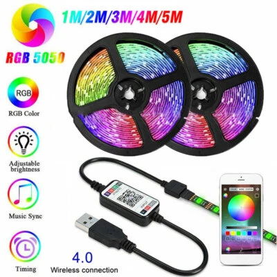 Bluetooth APP DC 5V USB TV BackLight 5050SMD Led Strip Ribbon Intelligent Remote - Image 1 of 4