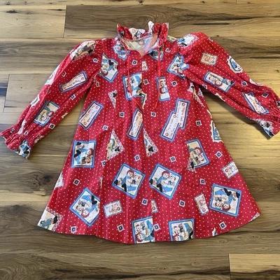 Vestido De Colección Hecho a Mano Raggedy Ann Andy Estampado Rojo Guinga Para Mujer S Parches con Volantes Foto 1 de 4