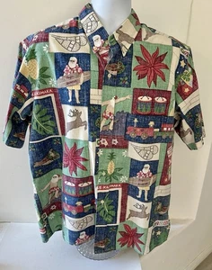 Reyn Spooner Limited Issue 2001 Mele Kalikimaka Santa Hawaiian Shirt Size XL - Picture 1 of 8