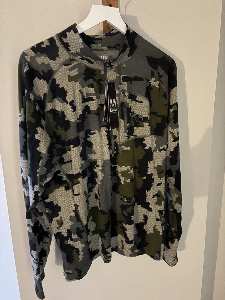 Kuiu Nuyarn ULTRA Merino 145 Zip-T Hunting Camo 1/4 Zip Mens XL - Image 1 of 1