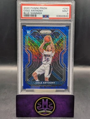 2020-21 Panini Prizm Cole Anthony Rookie Blue Shimmer Prizm 33/35 PSA 9 MINT - Image 1 of 3