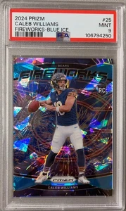 2024 Panini Prizm Caleb Williams (RC) Fireworks Blue Ice Prizm #/99 PSA 9 - Picture 1 of 6