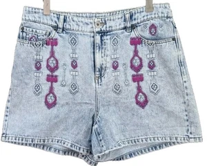 Inc International Concepts Embroidered Denim Short High Rise Blue Sz 14/32 NWOT - Picture 1 of 12