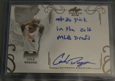 COLE RAGANS 2016 LEAF TRINITY INSCRIBED AUTO 30th DRAFT PICK! - Image 1 of 2