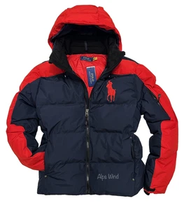New Polo Ralph Lauren Men's Ripstop Big Pony Down Jacket Navy Red Size-XL NWT - Picture 1 of 14